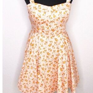 Dollz & Dames orange white corgi dog print retro fit flare dress size Large NWT